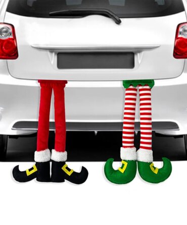 2024New Year Christmas Elf Santa Legs Car Accessories Christmas Decor For Home Xmas Tree Pendants Ornaments  HappyGifts
