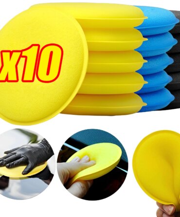 10Pcs Round Car Waxing Polish Wax Foam Sponge High Density Applicator Pads Cleaning Sponge Auto Detail Washing Car Cleaning Tool