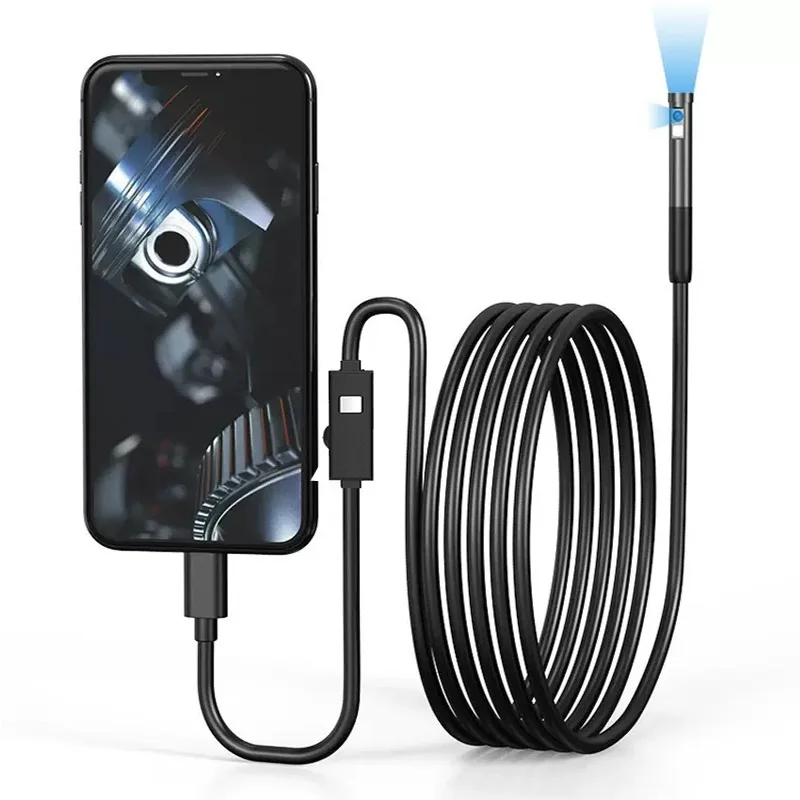 7.0MM TYPE-C Endoscope Camera IP67 Waterproof 6 LEDs Adjustable USB Android Flexible Inspection Borescope Cameras for Phone PC