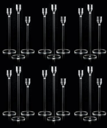 18PCs Candlestick Holder Clear Taper Candle Holders Set Candle Holders for Candlesticks Acrylic Candle Stand for Events Party
