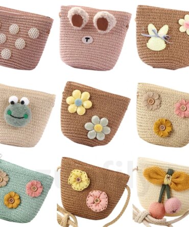 New 2022 Summer Children Girls Shoulder Bag Daisy Flower Straw Bag Messenger Bag Kids Keys Coin Purse Cute Princess Mini Handbag