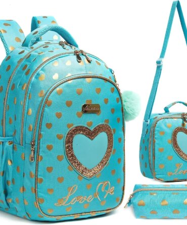 School Backpacks for Girls Backpack with Lunch Bag Pencil Case Elementary Primary Backpack for Teen Girls