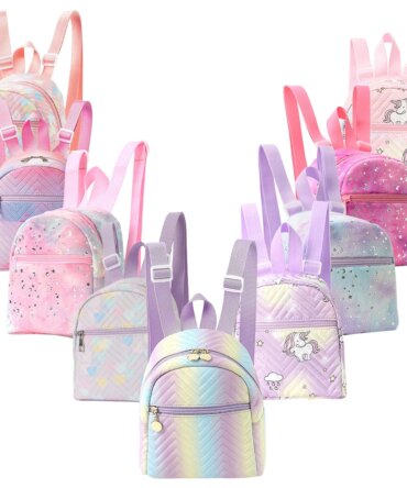 Girls Rainbow Unicorn Mini Backpack Children Kids Multicolored PU School Bag with Style and Durability for Little Fashionistas