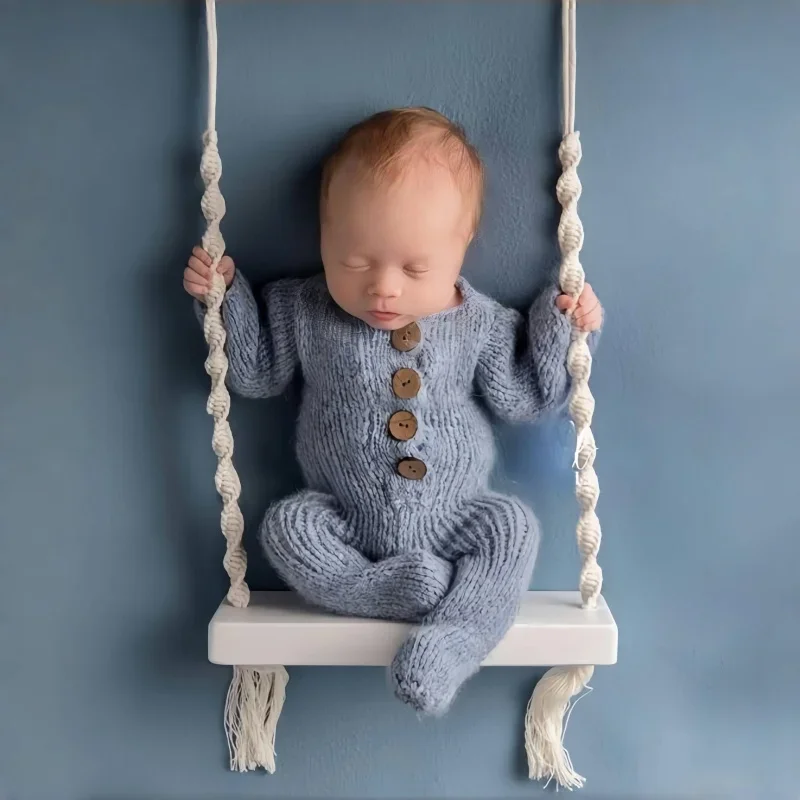 Baby Photography Props Newborn Swing Chair Wooden Furniture Infants Photo Shooting Prop Accessories Baby Photo Props Swings