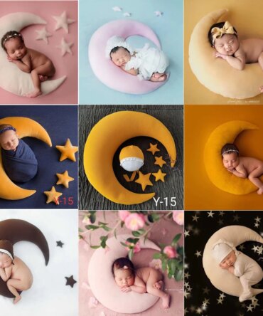 ❤️Newborn Photography Props Accessories Posing Crescent Pillow+Stars+Hat 6Pcs/Set Studio Baby Photo Decoration Moon Fotografia
