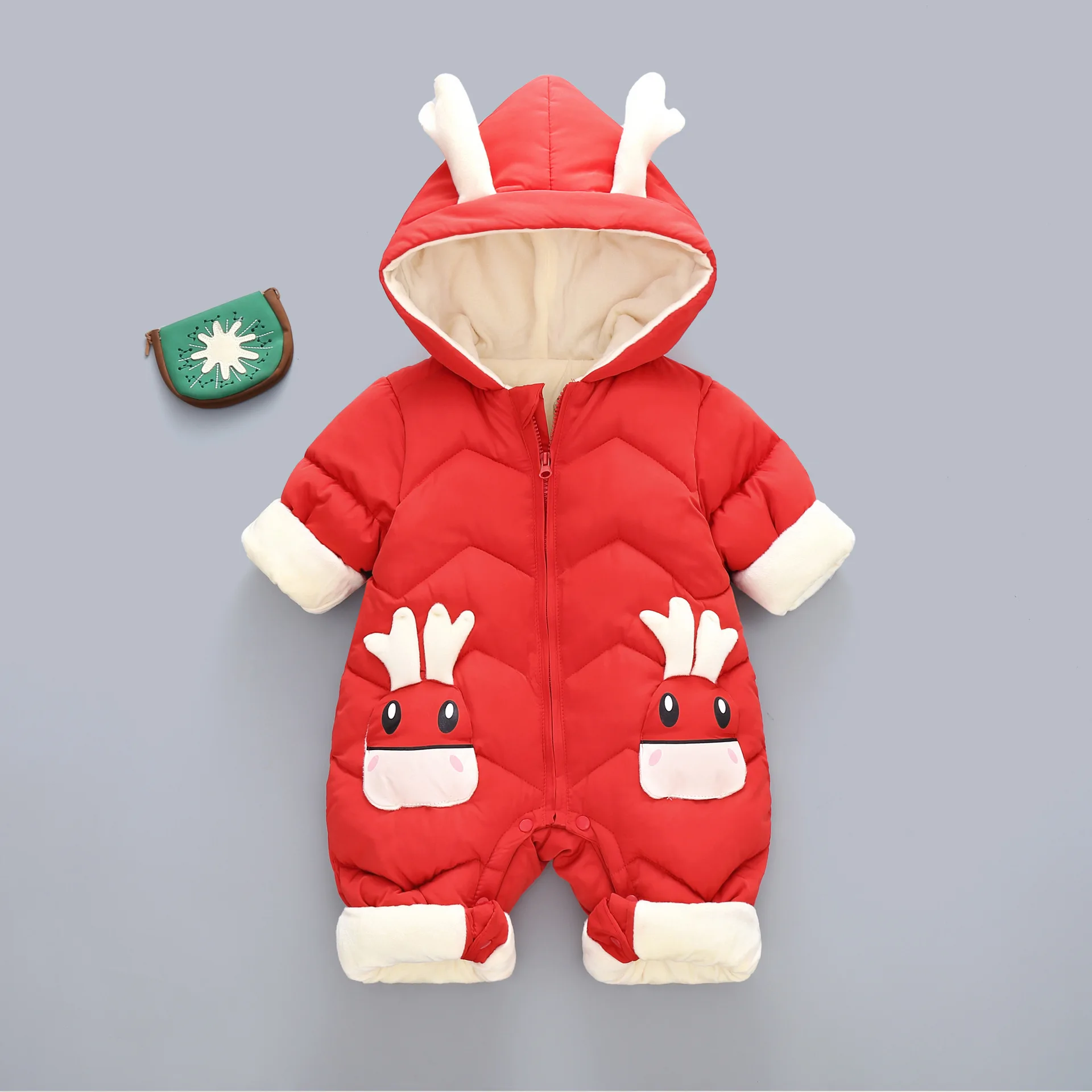 Demin-season Winter Kids Boys Rompers 2025 Cartoon Pockets Hooded Bodysuit For 0-3Y Newborn Infant Babys Boys One-piece Jumpsuit - Image 2