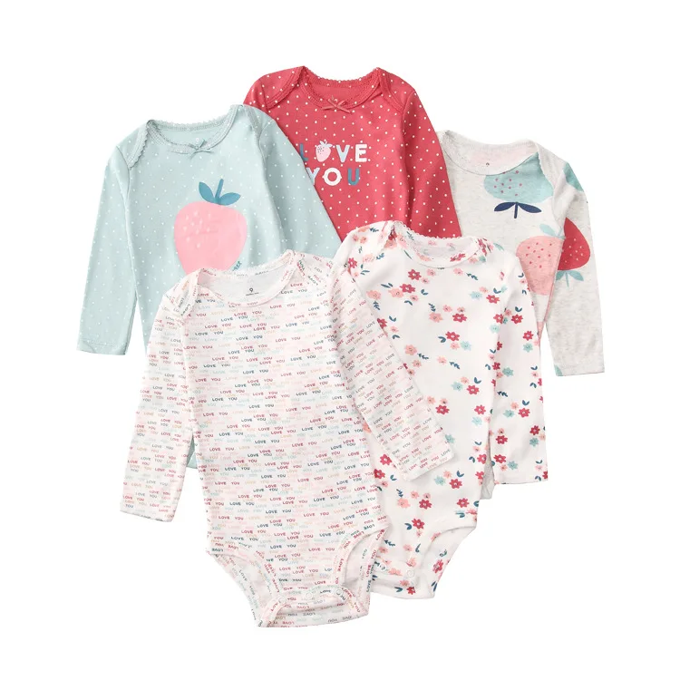 5PCS/Set 100% Cotton Soft Baby Bodysuits Long Sleeve for Newborn Boy Girl Infant Onesies Bebe Clothes Baby Shower Gifts - Image 5