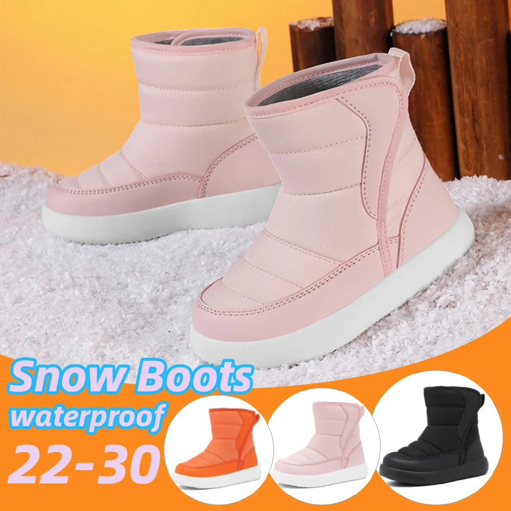 Boys Girls Toddler Snow Boots Waterproof Winter Boots Warm Fur Lined Winter Snow Boots for Outdoor