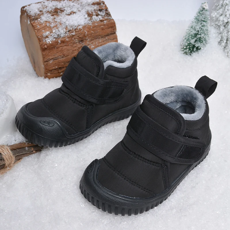 High Quality Durable Kids Outdoor Anti-slip Waterproof Soft Plush Winter Snow Short Boots E8218