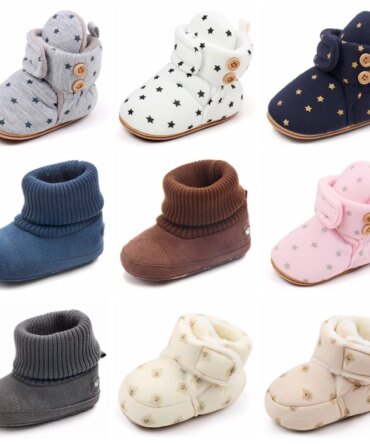 2024 Winter Baby Boots, Infant Girls Boys Warm Fashion Solid Shoes with Fuzzy Balls First Walkers Kid Shoes 0-18M High Quality
