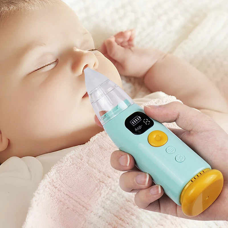 Electric Baby Nose Vacuum Cleaner Adjustable Infant Nasal Aspirator Rechargeable with 3 Silicone Nozzles for Newborns Toddlers
