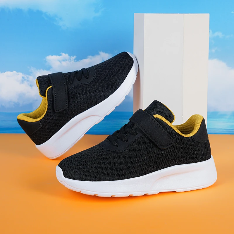 Boys' Breathable Running Shoes Lightweight Girls' Sports Shoes Seasonal Outdoor Children's Black Mesh Breathable Casual Shoes - Image 6