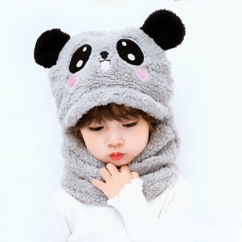 Cartoon Hat for Girls Boys Scarf Thicken Cap Winter Hat for Kids Newborn Baby Stuff Children Hat Plus Fleece Kids Caps 1-18Years - Image 5