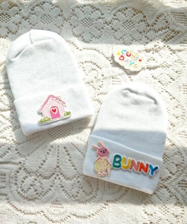 0-6Months Cute Cartoon Label Hat Newborn Knitted Beanie Hats Toddler Crochet Warm Hat Baby White Knit Hat Bonnet Baby Cloth Item