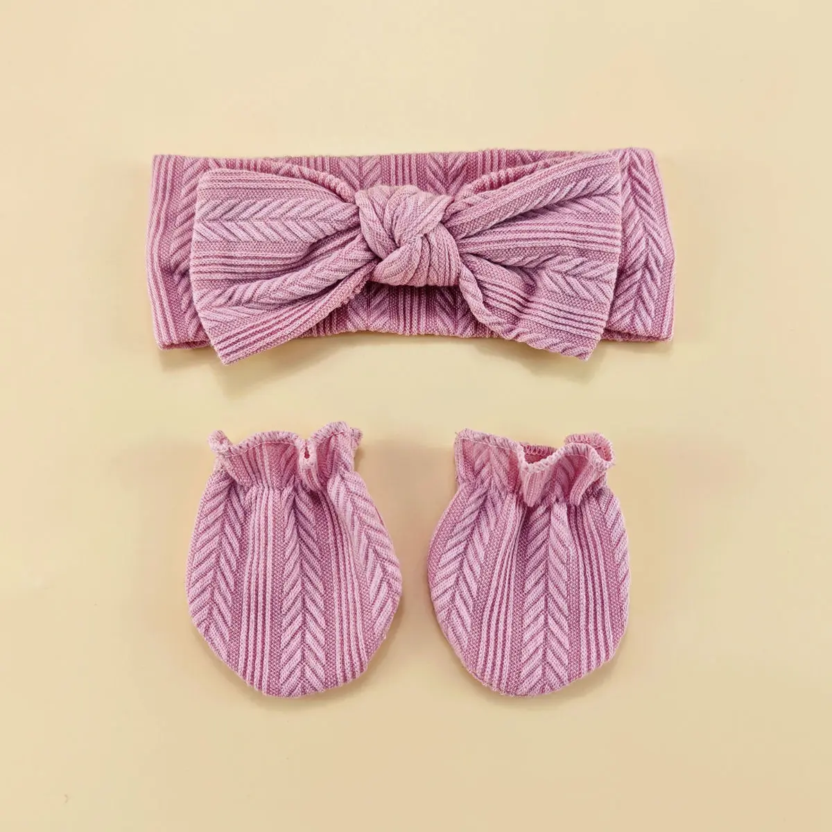 4pcs/set Newborn baby hat with headband gloves socks set Infant Felt Cute Bow Headwraps Baby Gloves Socks 0-6M Beanies - Image 5