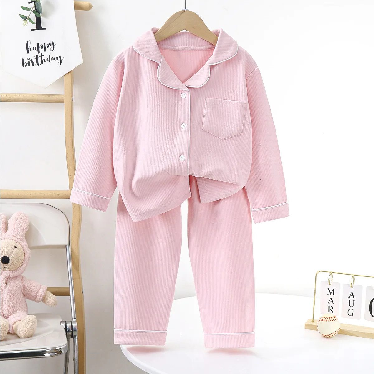 Children Cotton Underwear Set Boy Baby Clothe Girl Button Down Sleepwear Loungewear Spring Fall Kid Long Sleeve Pajama 2pcs Suit - Image 5