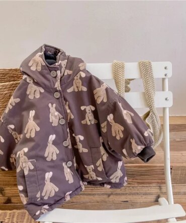 Children From 1 To 7 Years Outerwear Cartoon Kids Thick Padded Coat With Hood Korean Baby Clothing Girl Boy Jacket Warm Winter