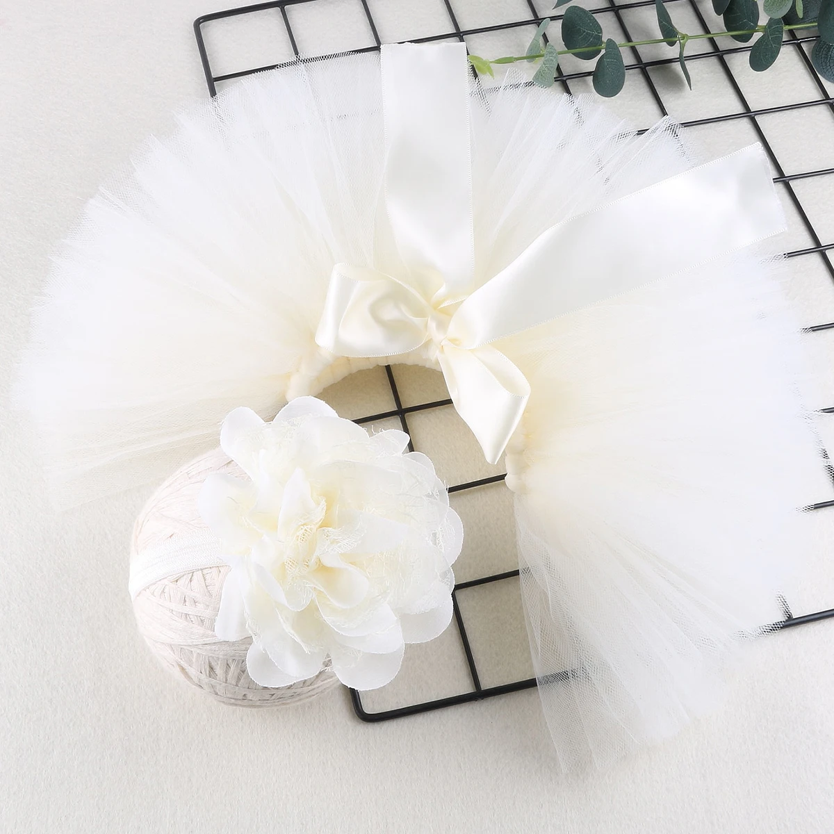 Ylsteed Newborn Photography Outfits Girl Handmade Infant Tutu Skirt with Flower Headband Princess Clothes Baby Girl Photo Props - Image 3