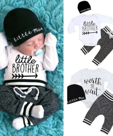 0-18Months Newborn Infant Baby Boy Clothes Cotton Sets Long Sleeve Romper Pant Hats Outfit 3Pcs Baby Warm Clothing