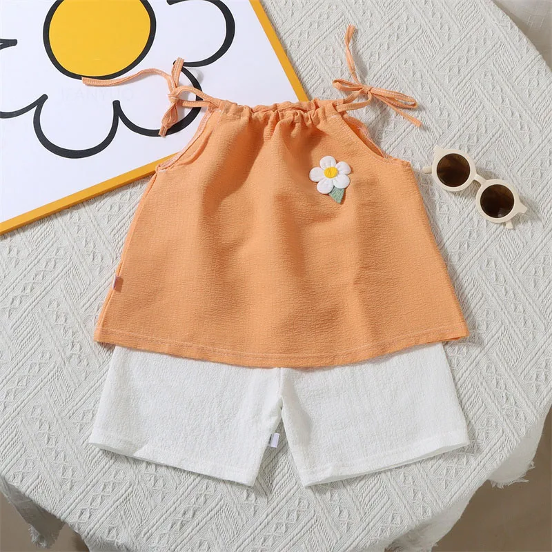 Girl Set Summer New Korean Fashionable Floral Vest+Shorts Daily Wear Two-piece Suits Kids Clothes Kids Outfit Children Clothing - Image 5