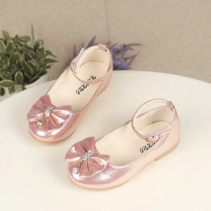 Girls Princess Leather Shoes Spring Autumn Elegant Kid Ballet Shoes Ankle-strap Bowtie Fashion Causal Children's Flats Versatile - Image 3