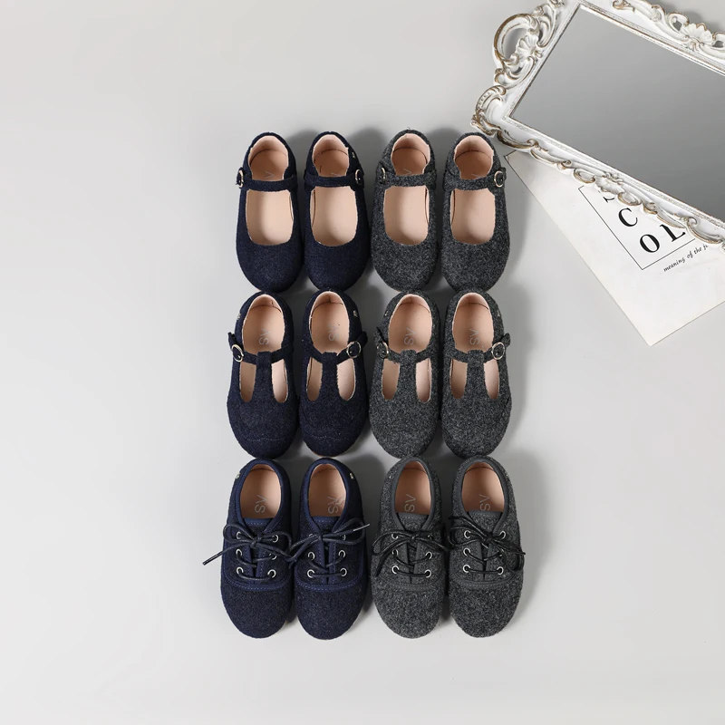 AS Kids Shoes Children Shoes Baby Girls Gray Shoes Toddler Slip On Flats Boys Fashion Oxford Princess Platform Party Mary Jane