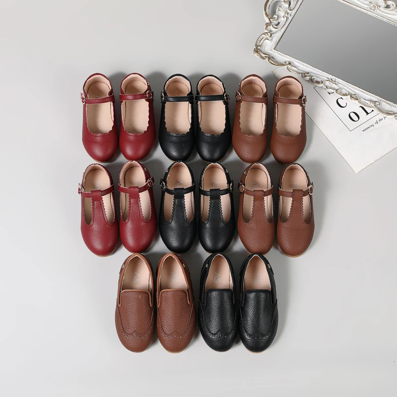AS New Kids Shoes Children Princess Shoes Baby Boys Leather Shoes Toddler Slip On Flats Girls Fashion Oxford Platform Mary Jane