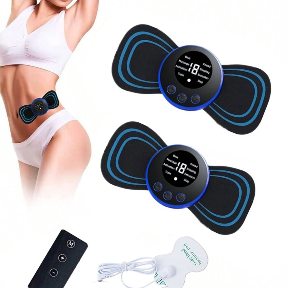 Mini Cervical Spine Patch Remote Control and Portable Massager with Patches for Full Body Massage with Multi-mode Adjustment