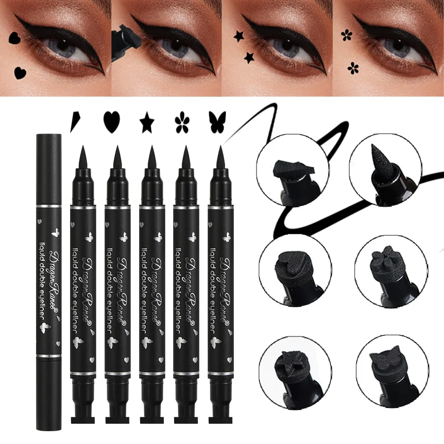 Double-Ended Stamp Eyeliner Waterproof Non-Smudge Eyeliner Liquid Pen Quick-Drying Waterproof Sweat-Proof Not Easy to Smudge Eyeliner Stamp Eyeliner Liquid