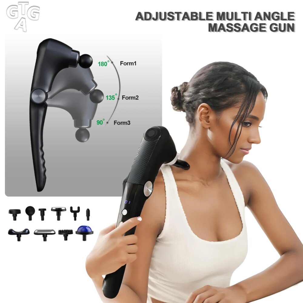 Fascia Massage Gun Shoulder Massager Electric Muscle Massage Machine High Frequency Back Waist Body Massage with Extended Handle