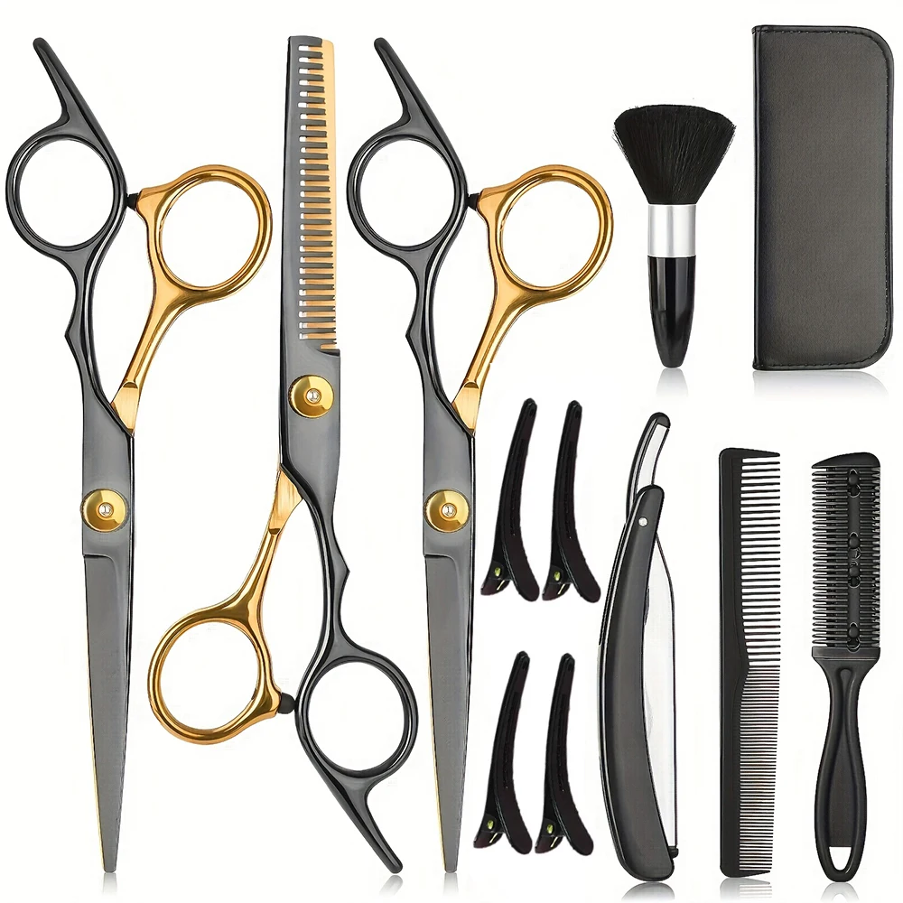 12PCS Salon-Grade Hair Cutting Kit, - Stainless Steel Barber Shears, Thinning Shears & Accessories,scissors,hair cutting tools
