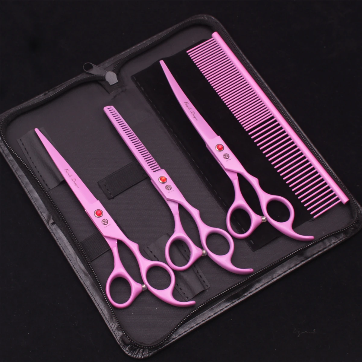 7.0 Pet Grooming Scissors Set Japanese Steel Straight Curved Dog Cat Cutting Thinning Shears Hair Comb Hemostatic Forceps Z3103 - Image 5