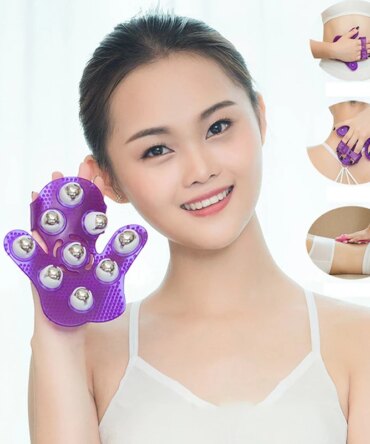 1PC Palm Shaped Massage Glove Body Massager With 9 360 Degree Roller Metal Roller