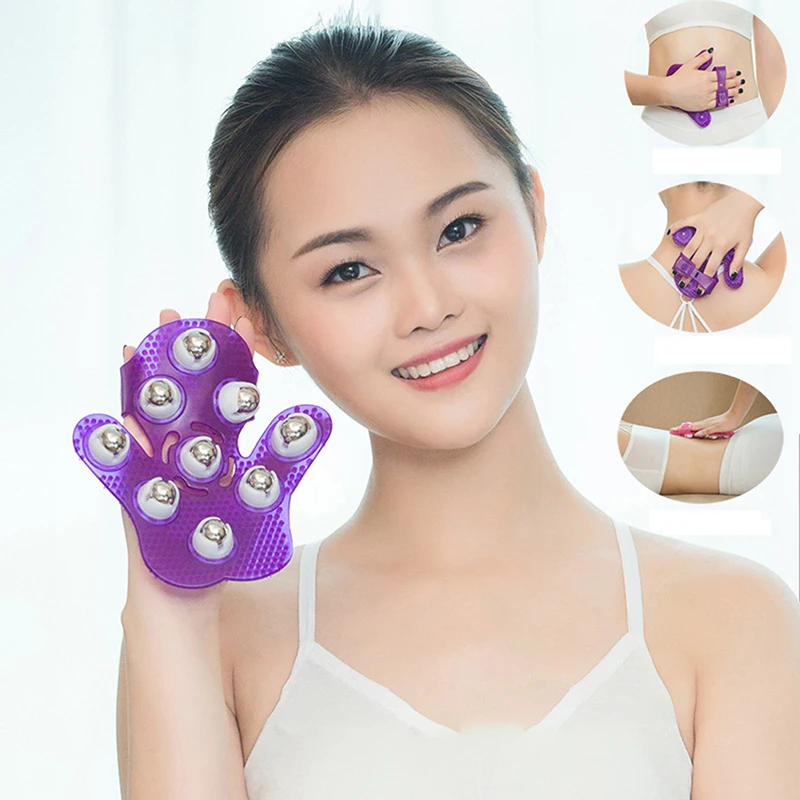 1PC Palm Shaped Massage Glove Body Massager With 9 360 Degree Roller Metal Roller