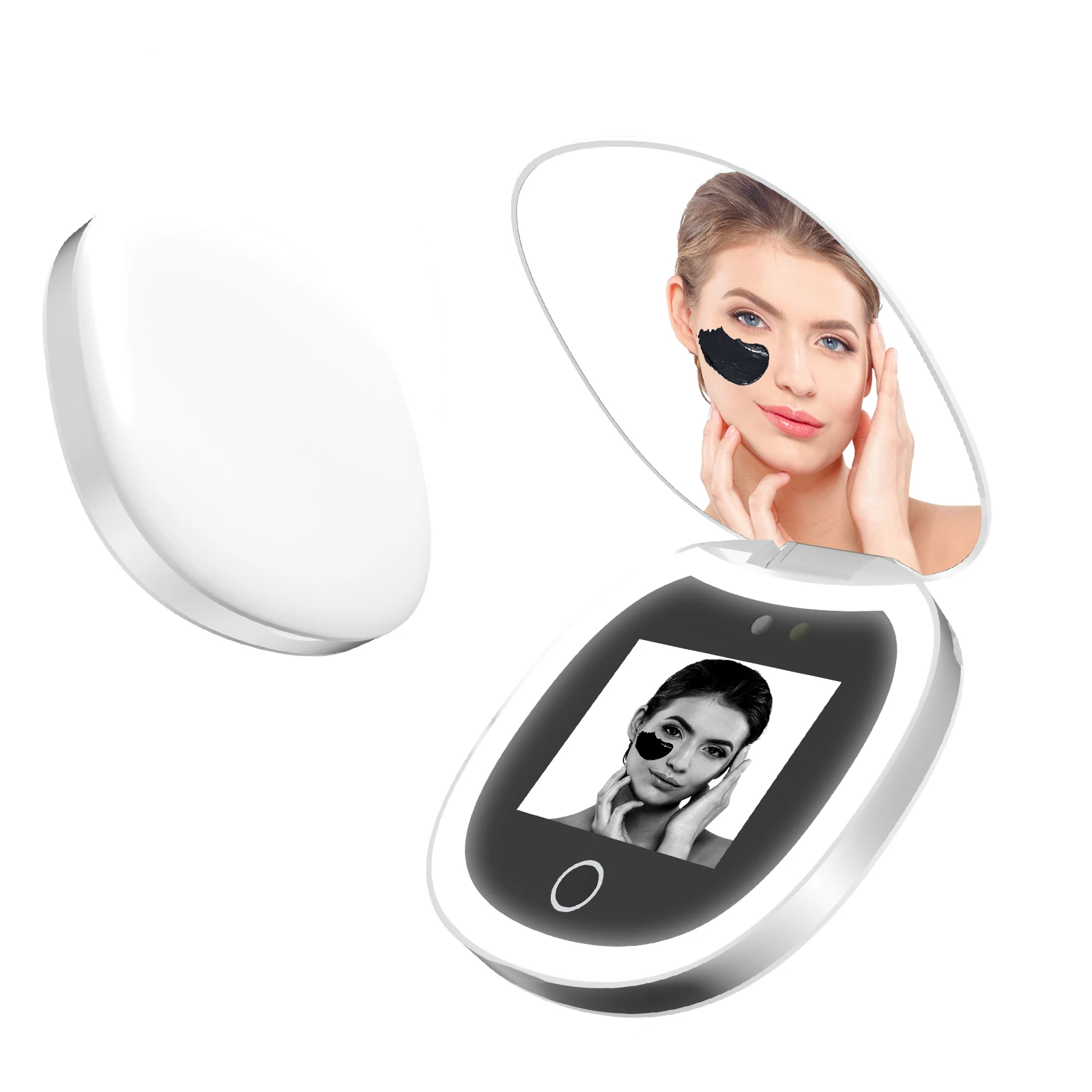 UV Mirror Sunscreen Testing Camera with Light 2X Magnification Travel Makeup 3.5in Pocket Size L Pocket Mirror Sunscreen Mirror