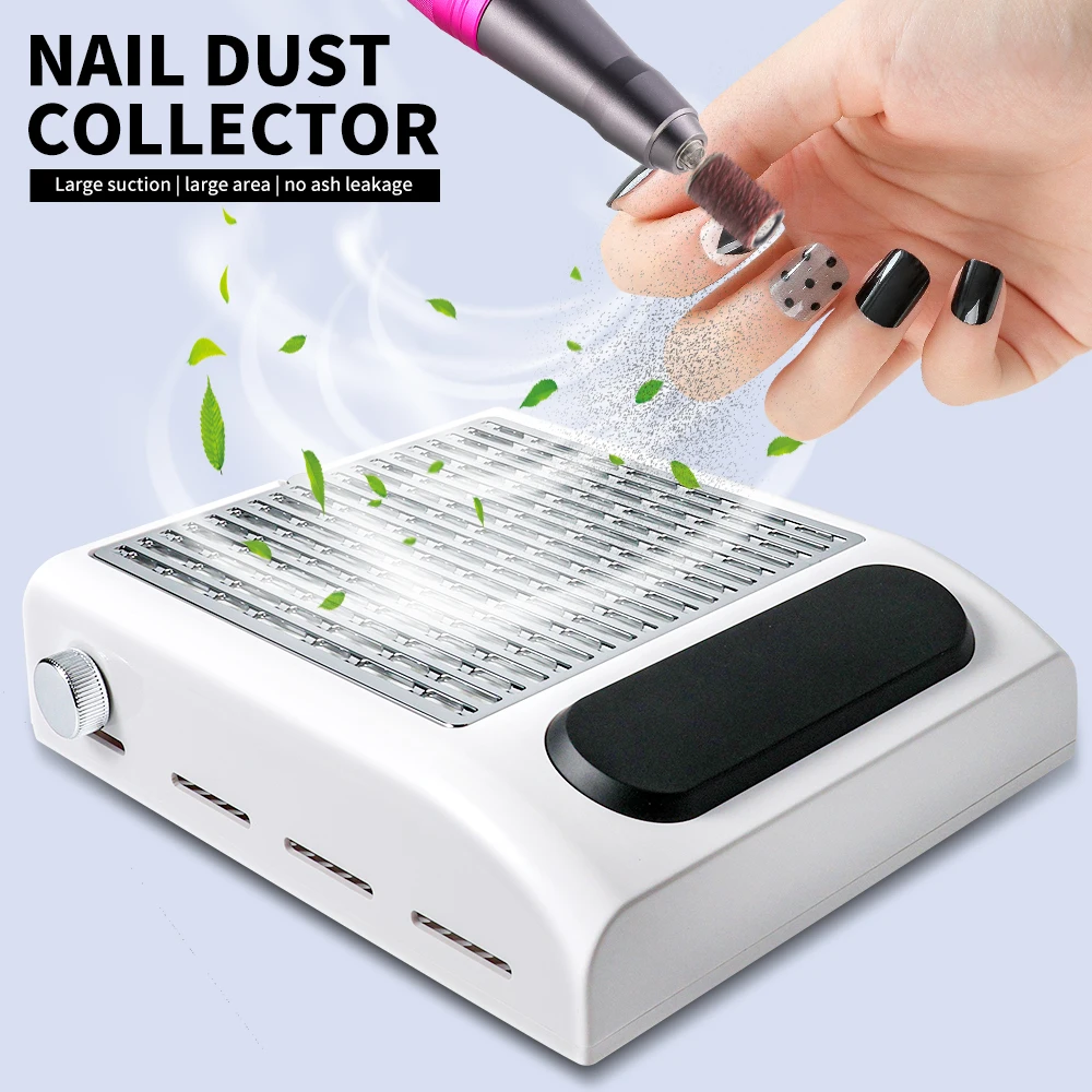 Powerful Nail Dust Collector Professional Manicure Pedicure Vacuum for Acrylic Gel Nail Polishing with Reusable Filter for Salon