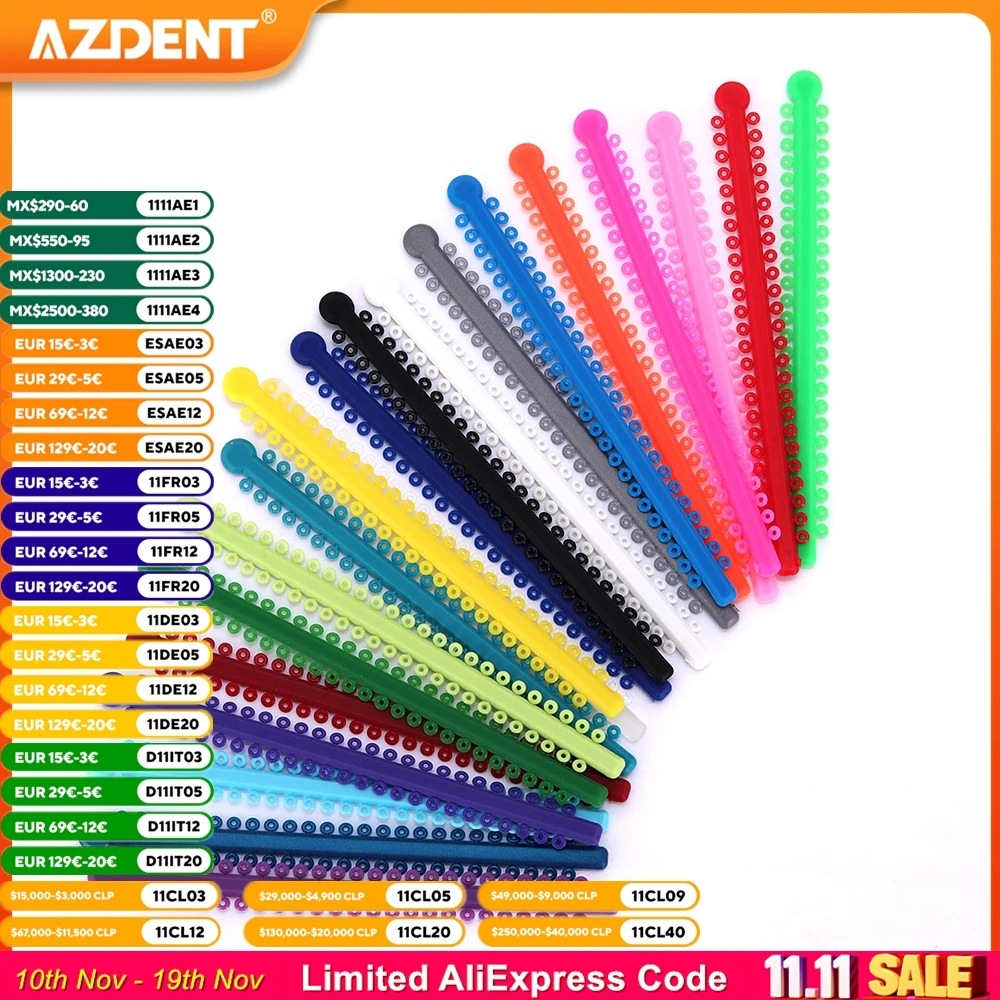 1000pcs/Pack AZDENT Dental Orthodontic Elastic Ligature Ties Bands Ligation Ring 23 Colors Dentistry Supplies