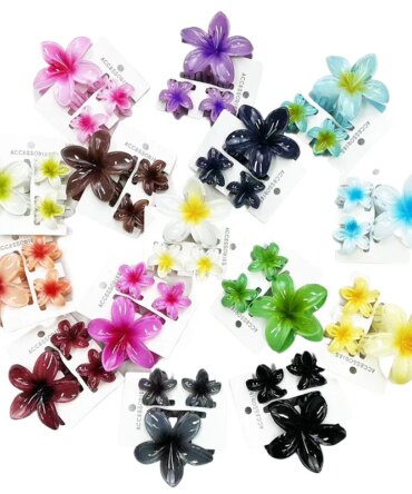 3Pcs/Set Sweet Flower Colroful Gradient Hair Claws Ponytail Cip Clamp Barrettes Hairpins For Women Girl Beach Hair Accessories