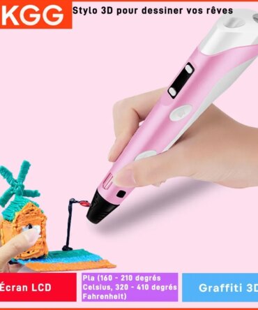 Kids 3D Printing Pen With LCD Screen & Stickers Compatible PLA Filament Safe With 9M PLA Girls Boys Birthday Gift Toys Print Pen