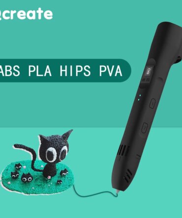 QCREATE 3D Pen Supports ABS PLA HIPS PVA 60-245 Degrees Celsius Range Temperature Adjustable LCD Display 8-Speed Regulation