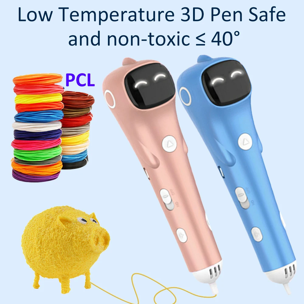 3D Printing Pen Pcl Filament Low Temperature Anti-Scald Printing Pens Usb Charging Diy Drawing Toys for Girls Boys Gift