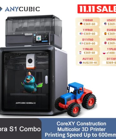 Anycubic Kobra S1 Combo AE Version Multi-Color 3D Printer Max Speed 600mm/s Core XY Stable Structure High Precision  3D Printer
