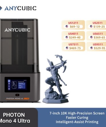 ANYCUBIC Photon Mono 4 Ultra AE Version LCD 3D Printer 7" 10K High Precision 3D Printing 2.2L Build Volume 236mm*231mm*430mm