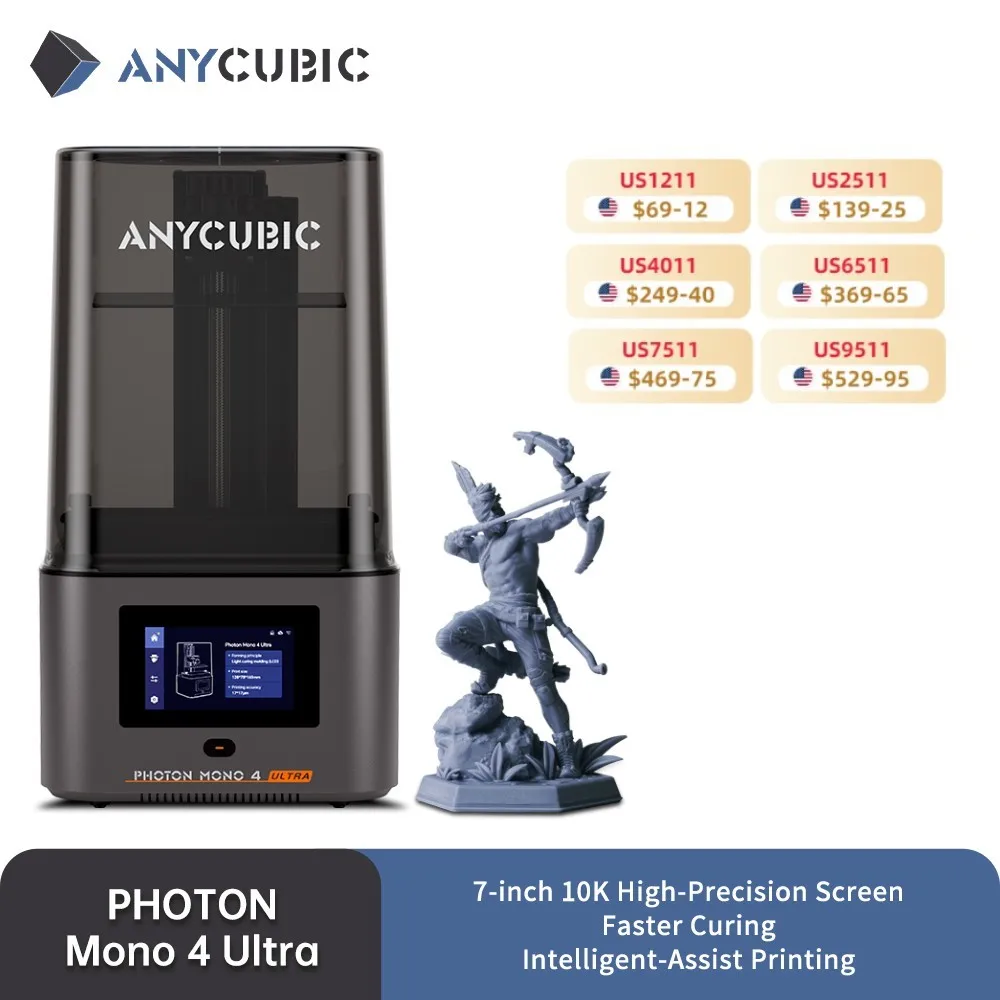ANYCUBIC Photon Mono 4 Ultra AE Version LCD 3D Printer 7" 10K High Precision 3D Printing 2.2L Build Volume 236mm*231mm*430mm