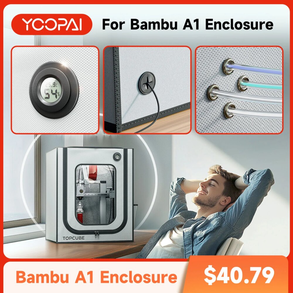 YOOPAI 3D Printer Enclosure For Bambu A1 3D Printer fireproof 3D printer House Cover with LED light Constant Temperature