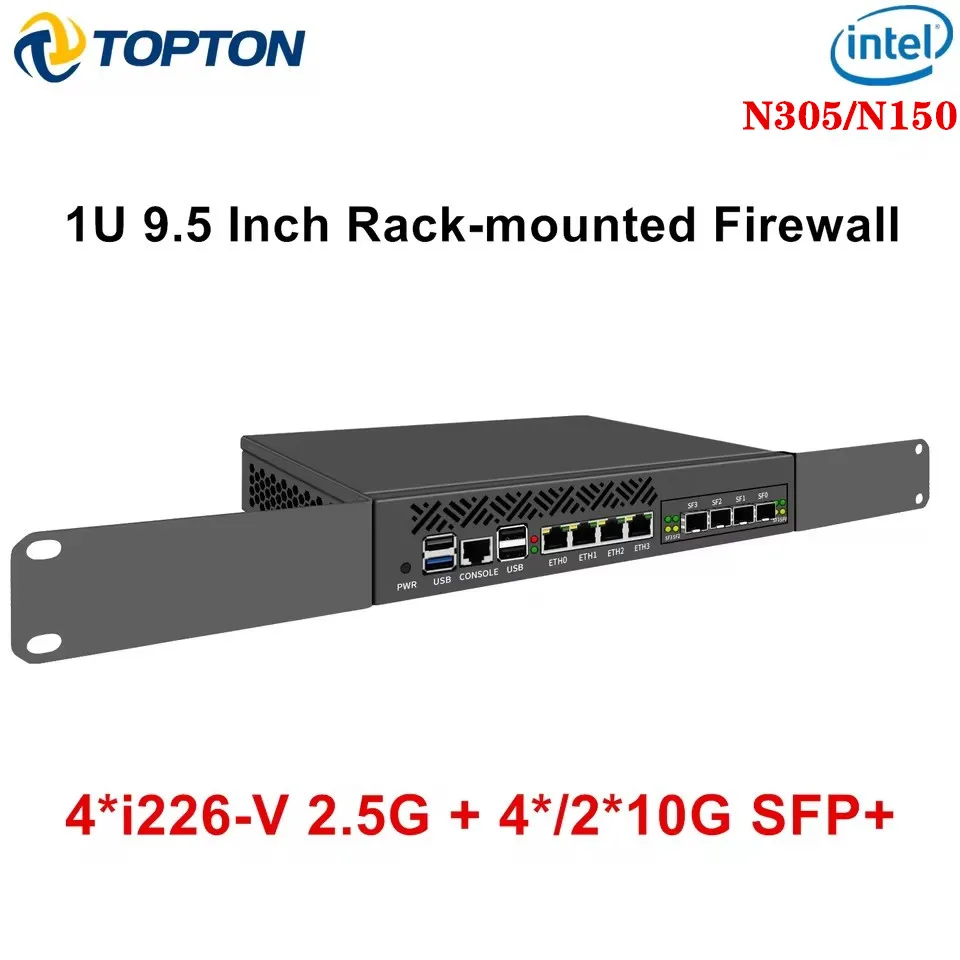 Topton 1U Rack Mini PC 2x10G SFP+ 4x i226-V 2.5G Intel i3-N305 N150 DDR5 mSATA Network Router Server Firewall Appliance AES-NI