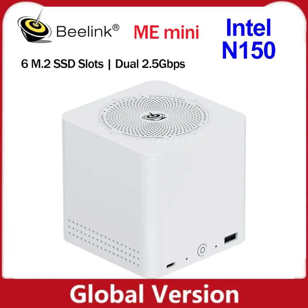 NEW Home Network Storage MINI Host Beelink ME Mini NAS Intel Twin Lake N150 LPDDR5 4800MHz 12G 16G RAM 2T SSD WiFi6 Dual 2.5 Lan