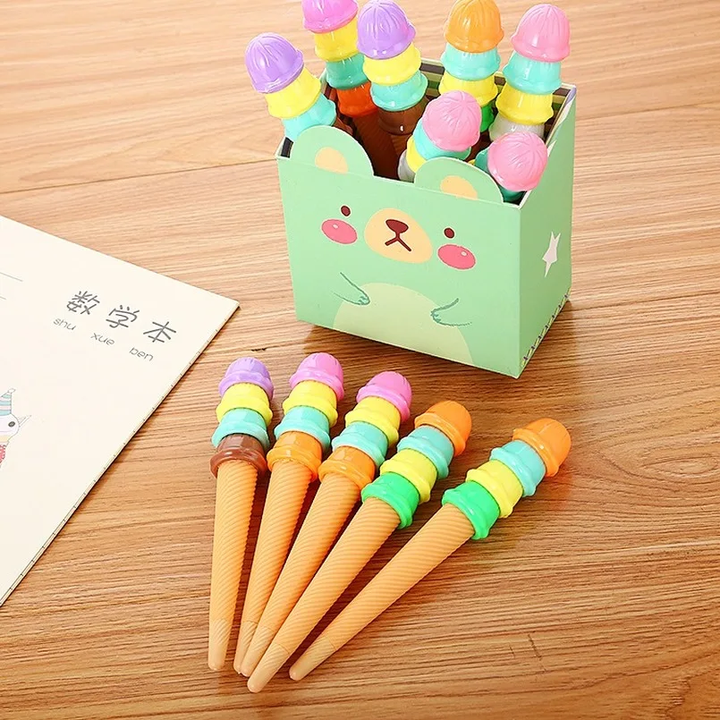 20 Pcs Cartoon Ice Cream Gel Pen Wholesale Creative Stationery Gel Pens Cute Student Office School Writing Tools