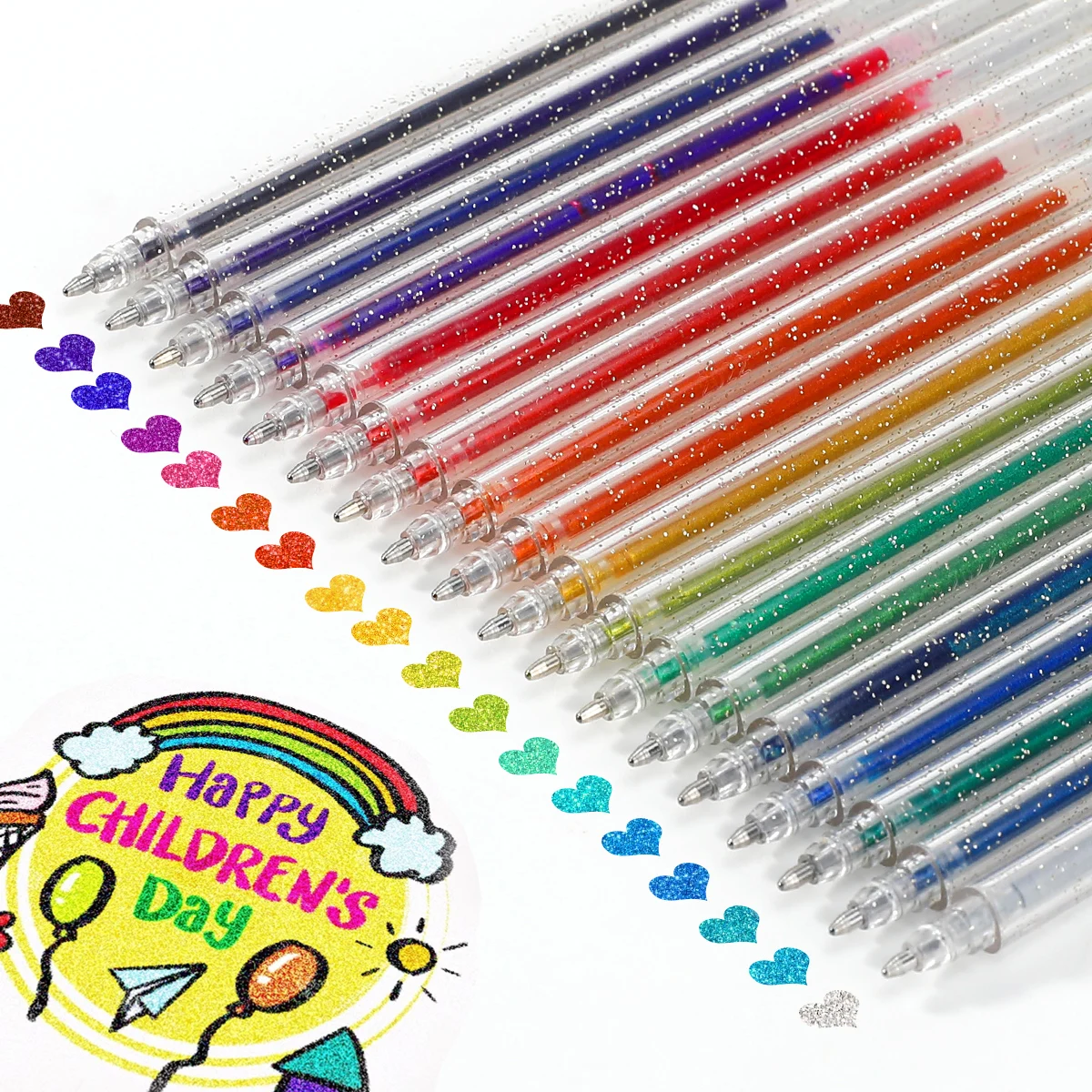 12pcs/18pcs Glitter Gel Pen Set with 18 color ink refill suitable for children adult coloring, journaling, art drawing, book doo