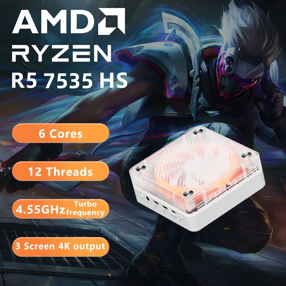 GenMachine AMD Ryzen 7535HS 7535U 7735HS 7735U Windows 11 Ryzen MINI PC WIFI6 diy gaming computer Mini Pc Ordenador Compact